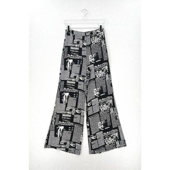 REFORMATION Sorrenti Pants Women 4 Black White Zine Magazine Newspaper Print NEW - Picture 4 of 16
